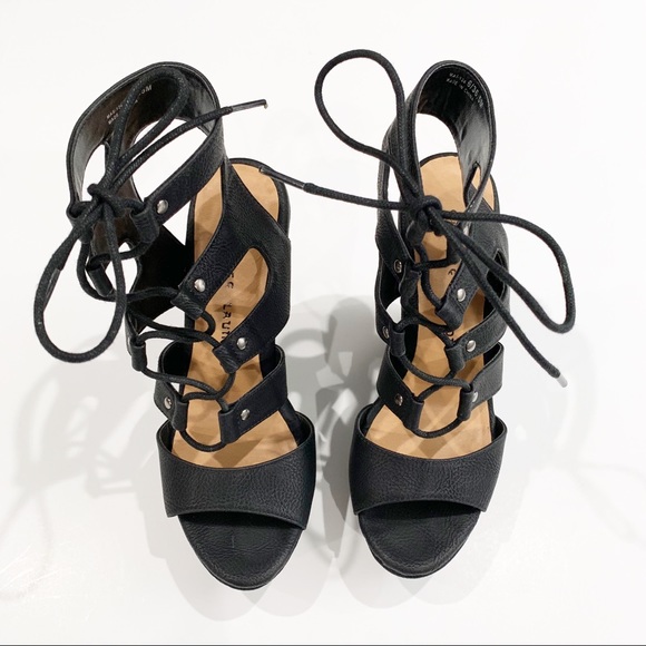 Chinese Laundry Black Lace Up Wedges size 6 - Picture 3 of 4